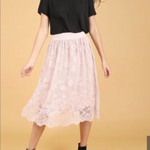 Blush Pink Lace Knee Length Skirt